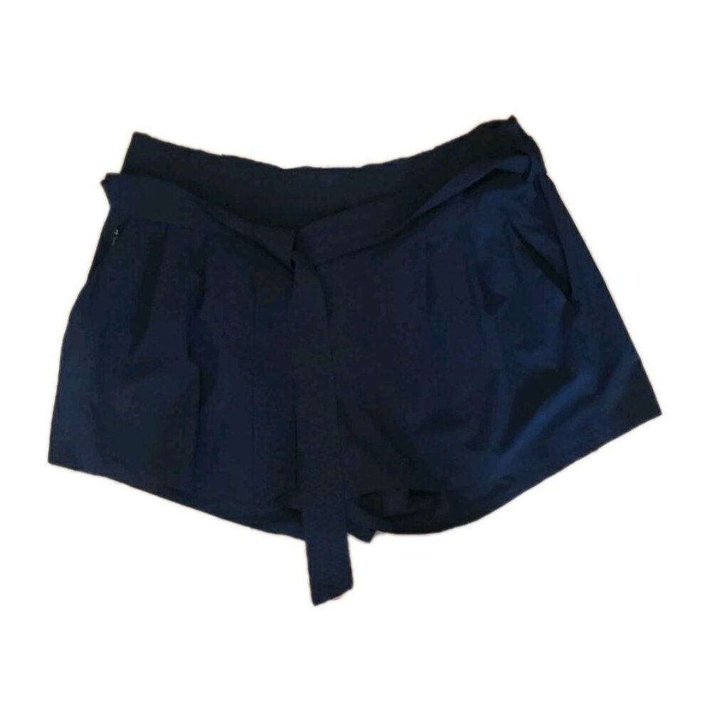 Athleta Shorts Skyline II Womens Sz 20 Black Tie Belt Pockets Elastic Stretch